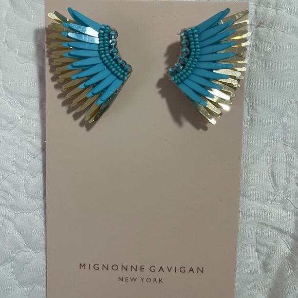 Mignonne Gavigan Jewelry - Mignonne Gavigan Turquoise Blue and Gold Wing Earrings-Perfect for Summer!